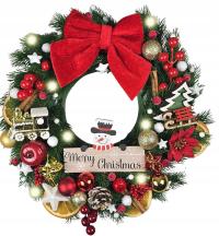 Wianek Stroik Świąteczny 30cm Dekoracja Bożonarodzeniowa lampki led