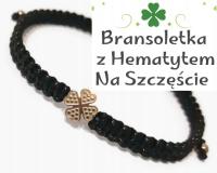 Bransoletka na szczęście koniczynka hematyt prezent dla Kobiety i Mężczyzny