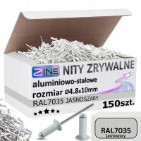 Nity Zrywalne 4.8x10mm Szary Jasny Jasnoszary Kolor RAL 7035 ZINE 150 sztuk