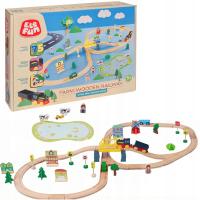 Drewniana Kolejka Elektryczna FARMA tory 3,5m 75 el dla dzieci 3+ Elefun