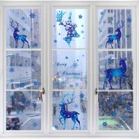 Рождественские наклейки на окна синий Лось 5шт