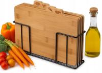 DESKI BAMBUSOWE DO KROJENIA SIEKANIA KUCHENNE DREWNIANE STOJAK METALOWY