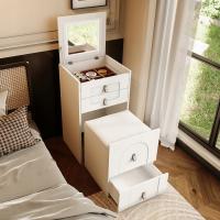 Toaletka i krzesło, 3 szuflady, biały, Biały, płyta MDF, biały