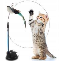 ZABAWKA DLA KOTA KOTÓW RUCHOMA INTERAKTYWNA WĘDKA Z PRZYSSAWKĄ + PTASZEK