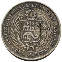 44648. Peru - 1 peseta - 1880r. - Ag