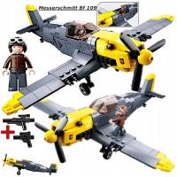 Klocki Myśliwiec Messerschmitt BF 109 Samolot FIGURKA PILOT + LEGO BROŃ