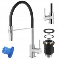 СМЕСИТЕЛЬ ДЛЯ КУХНИ, СМЕСИТЕЛЬ ДЛЯ РАКОВИНЫ, ХРОМИРОВАННЫЙ ЧЕРНЫЙ НОСИК, ПОДВИЖНЫЙ