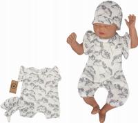 Rampers muślinowy z czapką w szare kwiaty