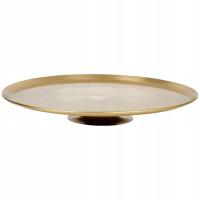 TACA NA NÓŻCE PATERA METALOWA OKRĄGŁA WZÓR GLAMOUR Ø 35 x 5 cm - OUTLET