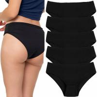 MAJTKI *WIELOPAK* BAWEŁNIANE Figi CZARNE GŁADKIE WYGODNE Damskie ** MORAJ