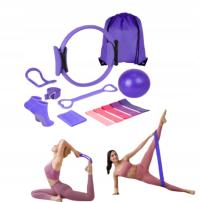 14PCS PILATES RING CIRCLE SET ARMS STRETCH BELT LEGS SHOULDER PURPURA