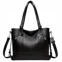 Torebka CZARNA Damska Duża A4 Miejska Pojemna Skóra Ekologiczna TORBA