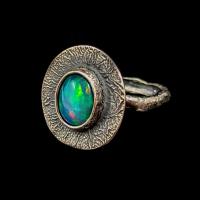 OPAL ETIOPIA SREBRO RETRO BLASK SREBRNY PIERŚCIEŃ REGULOWANY ROZMIAR