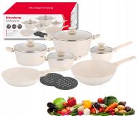 Klausberg KB-7959 Zestaw garnków 12 el. marble indukcja Gaz Beżowy Komplet