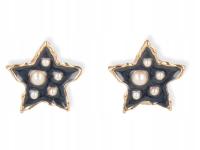 Klipsy do uszu granatowe gwiazdki z perełkami