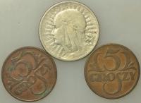 II RP - zestaw trzech monet