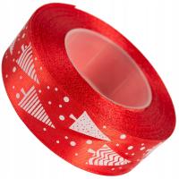 WSTĄŻKA satynowa ŚWIĄTECZNA TASIEMKA taśma do pakowania prezentów 25mm