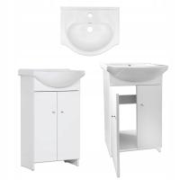 Белый шкаф с керамической раковиной стоя 50 КС 82км для небольших ванных комнат