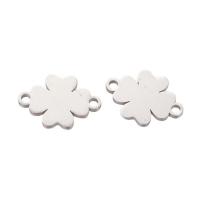 LAC379 Łącznik metalowy koniczynka wstawka stal nierdzewna 2szt - srebrna