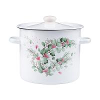 GARNEK INDUKCJA TRADYCYJNY EMALIOWANY ZDOBIONY WYSOKI 22CM 7L Z POKRYWKĄ