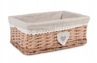 WIKLINOWY KOSZYK Z MATERIAŁEM DO PRZECHOWYWANIA, GARDEROBY 34x24x14 cm