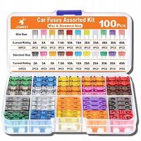 НАБОР РАЗЛИЧНЫХ АВТОМОБИЛЬНЫХ ПРЕДОХРАНИТЕЛЕЙ 100 ШТ.