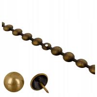 Taśma Pinezkowa Tapicerska Mosiądz 11 mm Gładka Ozdobna 100 cm + Gwoździe