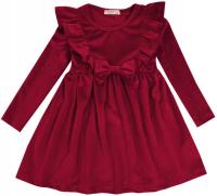 SUKIENKA bordo WELUR falbany kokarda 98/104 J80F