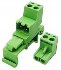 Szybkozłączka przelotowa na szynę DIN 2 pin 5.08mm pionowa