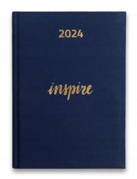 Kalendarz książkowy dzienny 2024 A5 RINI granatowy INSPIRE