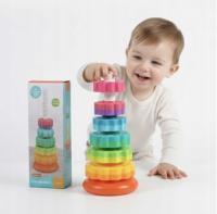 PIRAMIDA SORTER ZAKRĘCONA WIEŻA 7 ELEMENTÓW XXL EDUKACYJNA DLA DZIECI