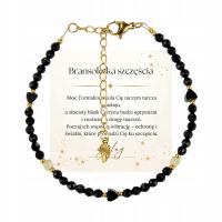 Bransoletka CZARNY TURMALIN Kostki Cytrynu i Serca z Hematytu regulowana