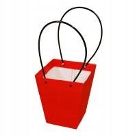 Torebka Papierowa Prezentowa na Kwiaty Ozdobna z Rączką Czerwona 41cm 10Szt