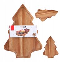 Taca do serwowania przekąsek drewniana 28x20cm kształt choinki świąteczna