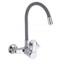 Bateria kuchenna ścienna srebrna elastyczna wylewka kran kuchenny do zlewu