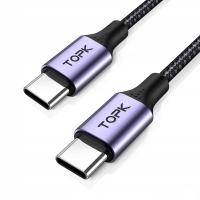 Kabel USB-C / USB-C PD 60W QC3 USB typ C 0,5m TOPK