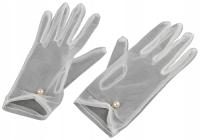 Rękawiczki wizytowe tiulowe z perłą