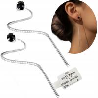 KOLCZYKI SREBRNE WISZĄCE DAMSKIE DŁUGIE PRZECIĄGANE CYRKONIE NA SZTYFCIE