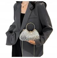 srebrna torebka wieczorowa wizytowa metaliczna brokatowa z cekinami