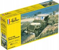 Heller 56997-Jeep Willis с прицепом-1:72 - пластиковая модель