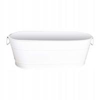 Wiaderko na lód Solidne przenośne z uchwytem Rustykalne ocynkowane owalne białe