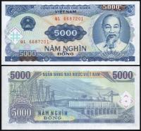 $ Wietnam 5000 DONG P-108 UNC 1991