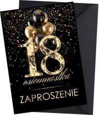 Приглашения на 18-й день рождения восемнадцать черный золотой черный конверт бесплатно