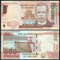 $ Malawi 500 KWACHA P-66c UNC 2021