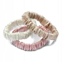Jedwabna gumka do włosów 1cm cienka 3szt. zestaw kolory scrunchie SilkLove