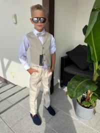 KOMPLET elegancki z kamizelką beż