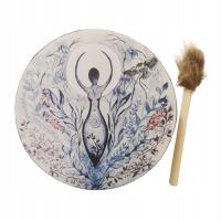 Bęben szamana, z pałeczką perkusyjną z dekoracją Design Nowoczesne drzewo życia