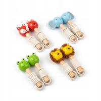 SKAKANKA DLA DZIECI ZWIERZĄTKA DREWNIANA RĄCZKA ZABAWKA RUCHOWA 3+