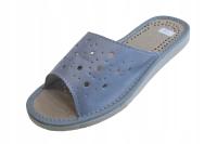 Kapcie damskie szare skórzane ekologiczne 2,00 cm