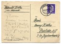 Kartka pocztowa – formularz Wehrmachtu: Thorn-Bielitz/Toruń-Bielsko, 1943 r